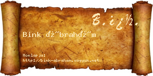 Bink Ábrahám névjegykártya